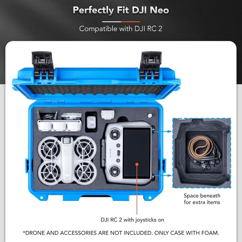 Lykus حافظة صلبة مقاومة للماء Titan N110 لجهاز DJI Neo Combo، RC-N3/DJI RC 2، تدعم حتى 7 بطاريات [حافظة فقط] - Image 3